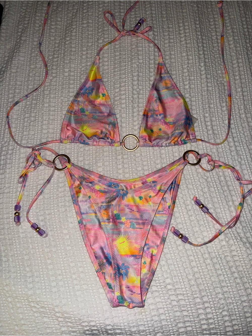 Kulani Kinis Sunset Universe Bikini Set size large NWOT